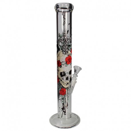 Glass Bong 45cm - "Skull&Roses"