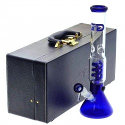 Bong Cristal con Percolador Azul 35cm - Kit con caja de transporte