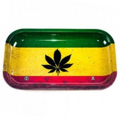 Rasta flag tray with marijuana leaf 27x16 cm